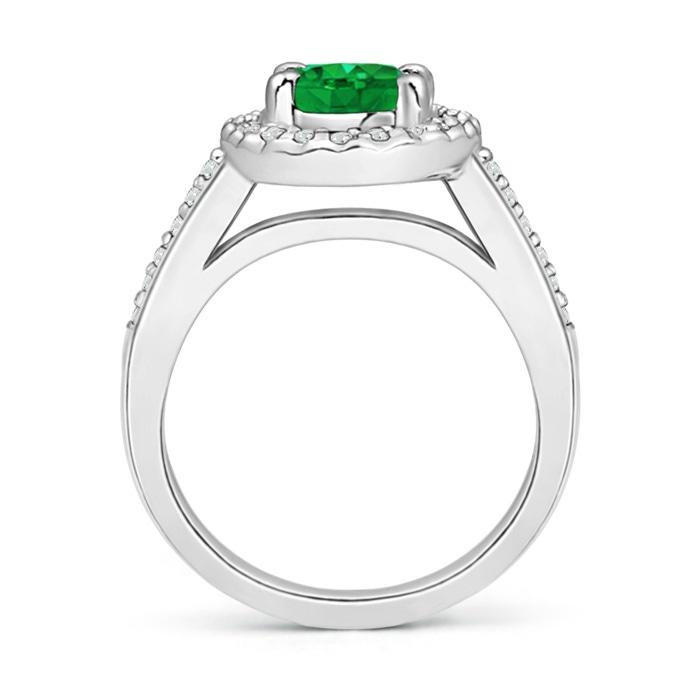 8x6mm AAA Classic Oval Emerald Halo Ring with Diamond Accents in White Gold Side-1
