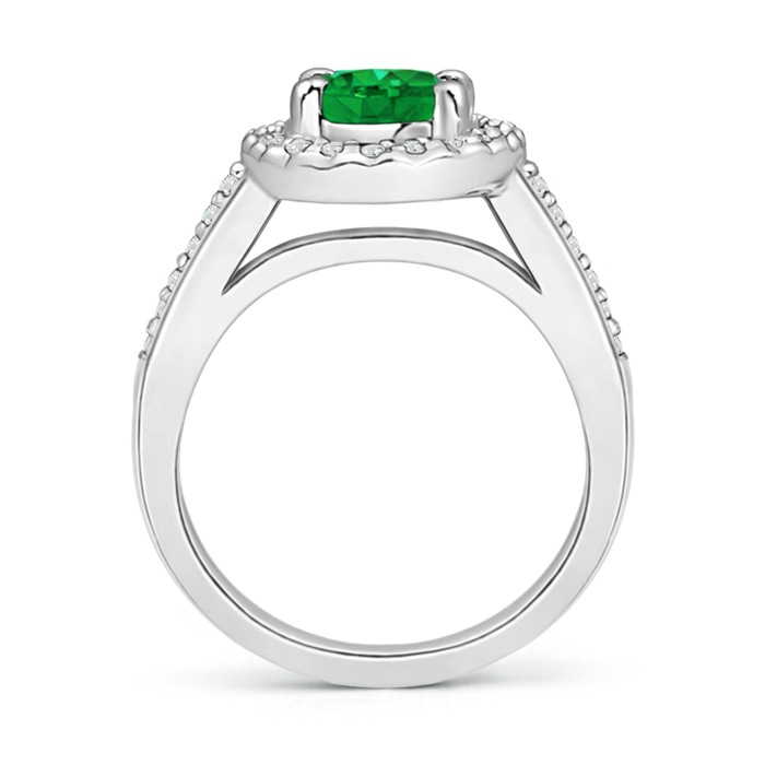 8x6mm AAA Classic Oval Emerald Halo Ring with Diamond Accents in White Gold side-1