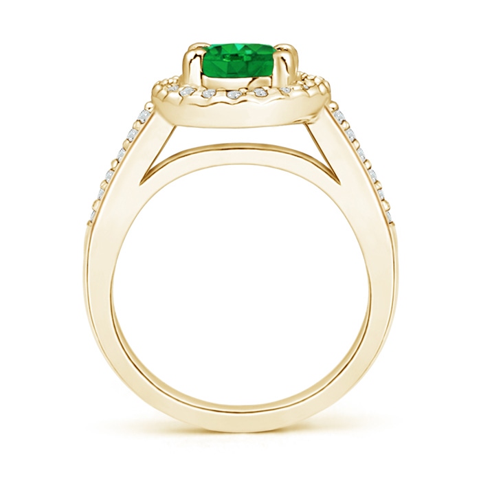 8x6mm AAA Classic Oval Emerald Halo Ring with Diamond Accents in Yellow Gold side-1