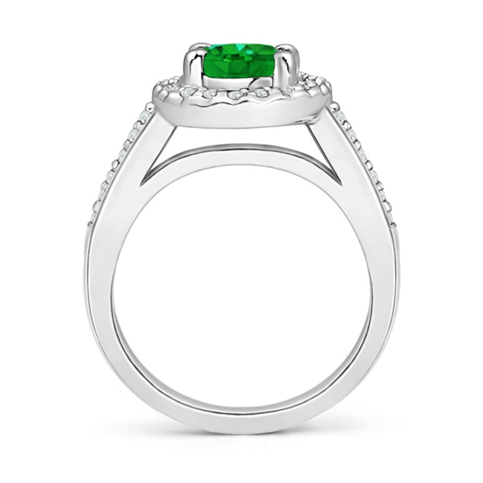 8x6mm AAAA Classic Oval Emerald Halo Ring with Diamond Accents in P950 Platinum side-1
