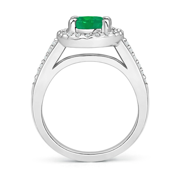 9x7mm AA Classic Oval Emerald Halo Ring with Diamond Accents in P950 Platinum side-1
