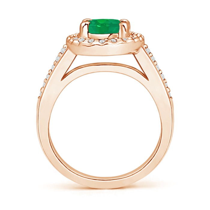 9x7mm AA Classic Oval Emerald Halo Ring with Diamond Accents in Rose Gold side-1