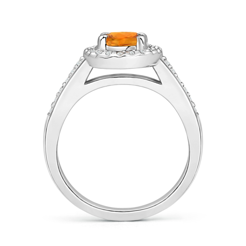 7x5mm AAA Classic Oval Orange Sapphire Halo Ring with Diamond Accents in White Gold Side-1