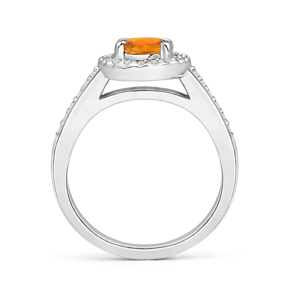 7x5mm AAA Classic Oval Orange Sapphire Halo Ring with Diamond Accents in White Gold side-1