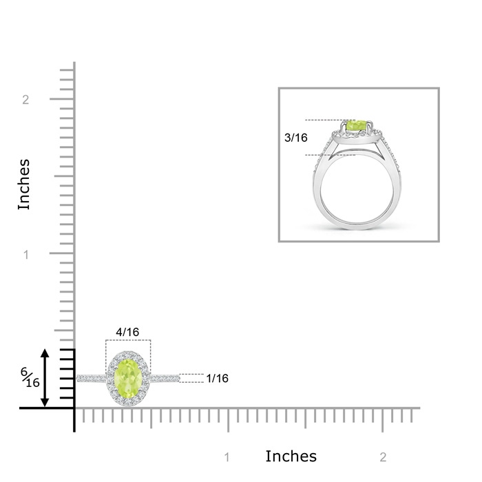 5x3mm A Classic Oval Peridot Halo Ring with Diamond Accents in P950 Platinum product image