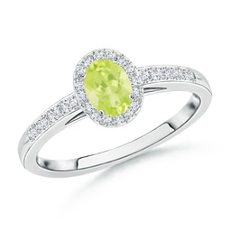 Halo White Gold Peridot Rings