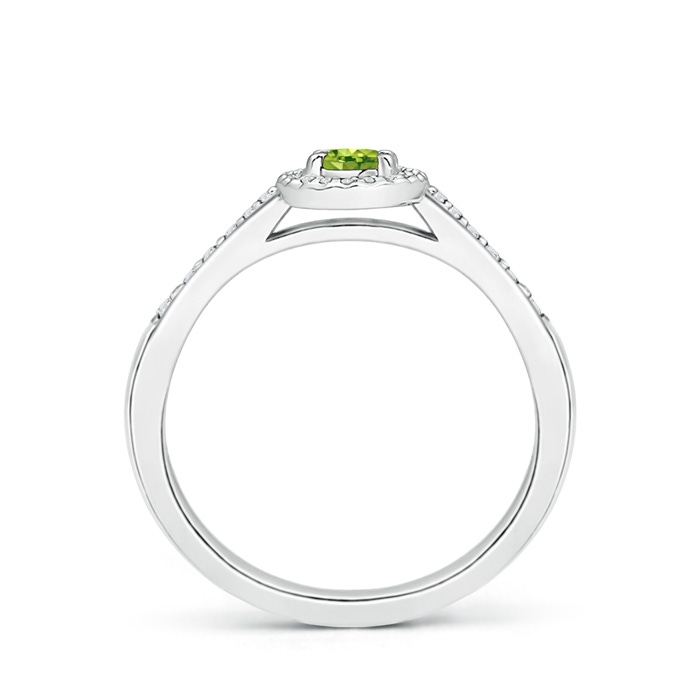 5x3mm AAA Classic Oval Peridot Halo Ring with Diamond Accents in White Gold product image