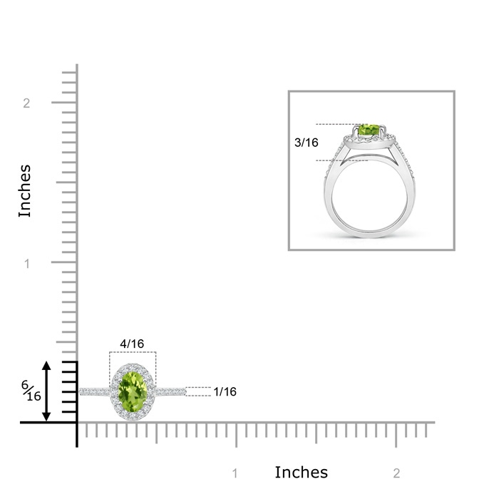 5x3mm AAA Classic Oval Peridot Halo Ring with Diamond Accents in White Gold product image