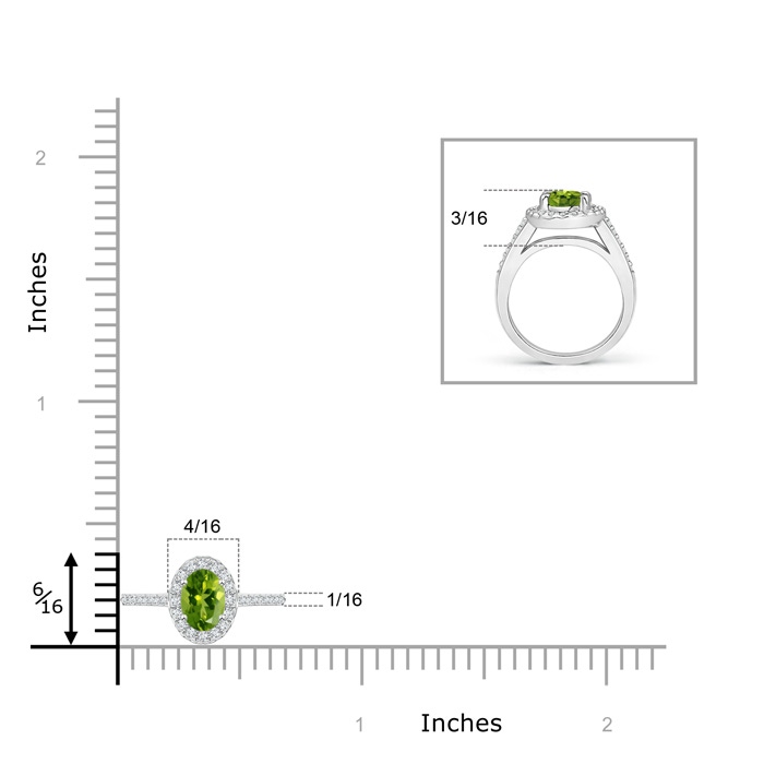5x3mm AAAA Classic Oval Peridot Halo Ring with Diamond Accents in White Gold product image