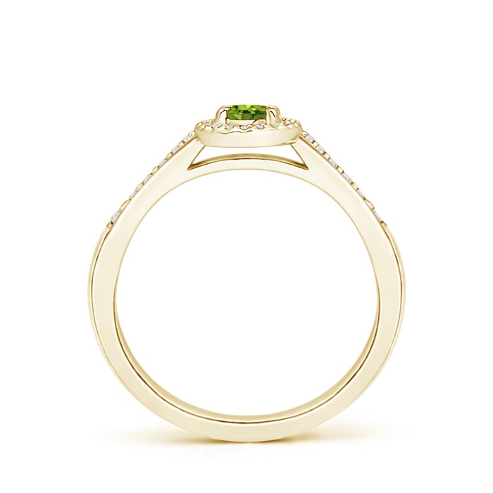 5x3mm AAAA Classic Oval Peridot Halo Ring with Diamond Accents in Yellow Gold product image