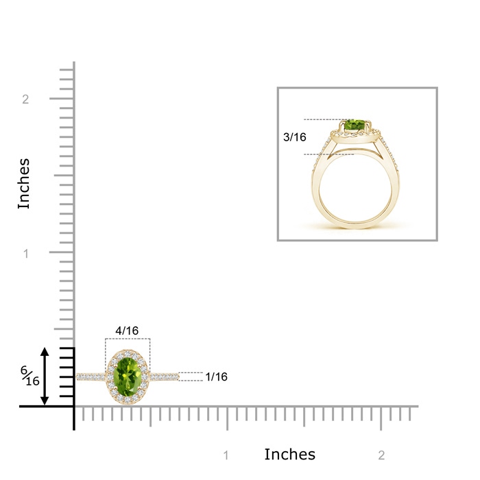 5x3mm AAAA Classic Oval Peridot Halo Ring with Diamond Accents in Yellow Gold product image