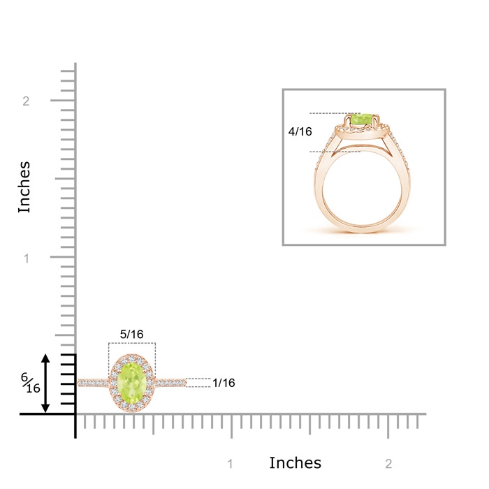 6x4mm A Classic Oval Peridot Halo Ring with Diamond Accents in Rose Gold product image