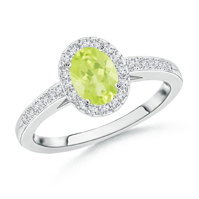 A - Peridot / 0.69 CT / 14 KT White Gold