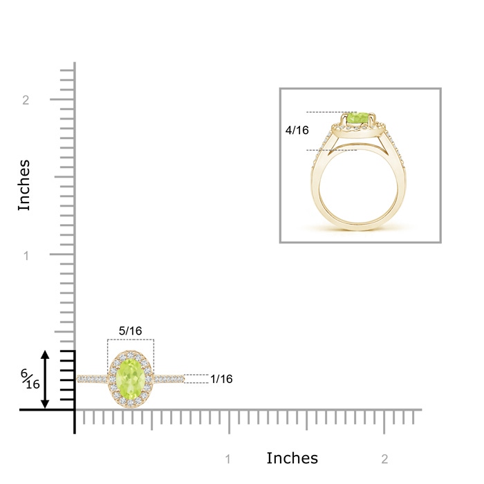 6x4mm A Classic Oval Peridot Halo Ring with Diamond Accents in Yellow Gold product image