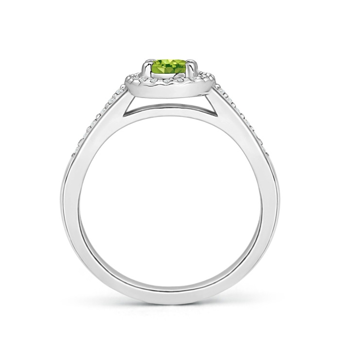 6x4mm AAA Classic Oval Peridot Halo Ring with Diamond Accents in White Gold product image