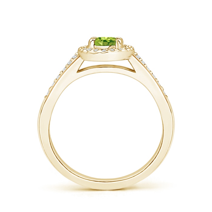 6x4mm AAA Classic Oval Peridot Halo Ring with Diamond Accents in Yellow Gold product image