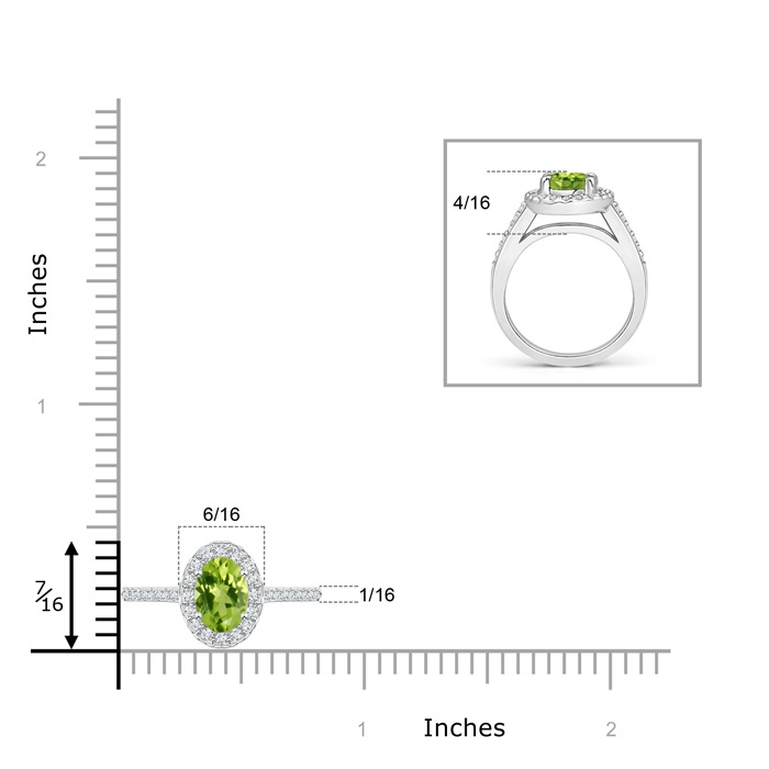 7x5mm AAA Classic Oval Peridot Halo Ring with Diamond Accents in White Gold product image