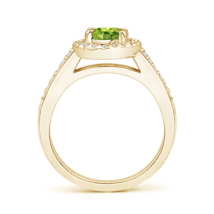 7x5mm AAA Classic Oval Peridot Halo Ring with Diamond Accents in Yellow Gold product image