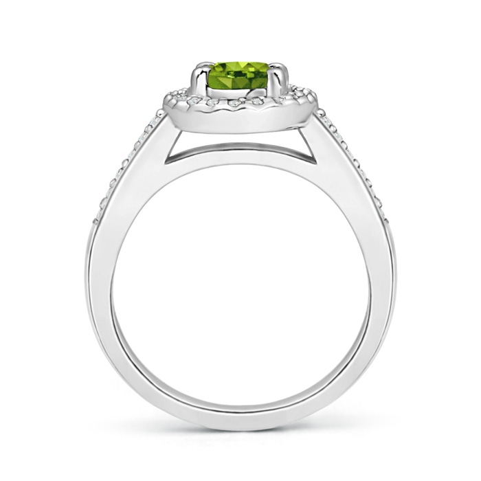 7x5mm AAAA Classic Oval Peridot Halo Ring with Diamond Accents in White Gold product image