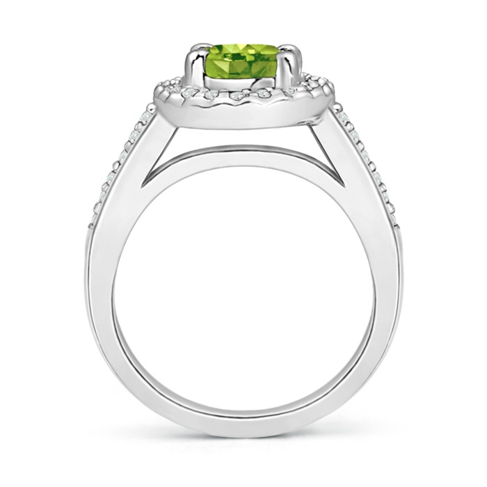 8x6mm AAA Classic Oval Peridot Halo Ring with Diamond Accents in White Gold product image