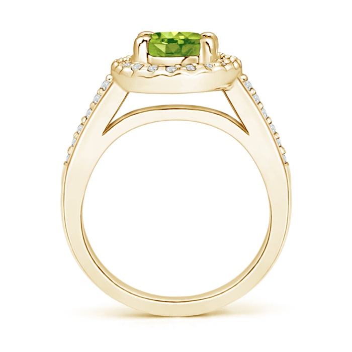8x6mm AAA Classic Oval Peridot Halo Ring with Diamond Accents in Yellow Gold product image