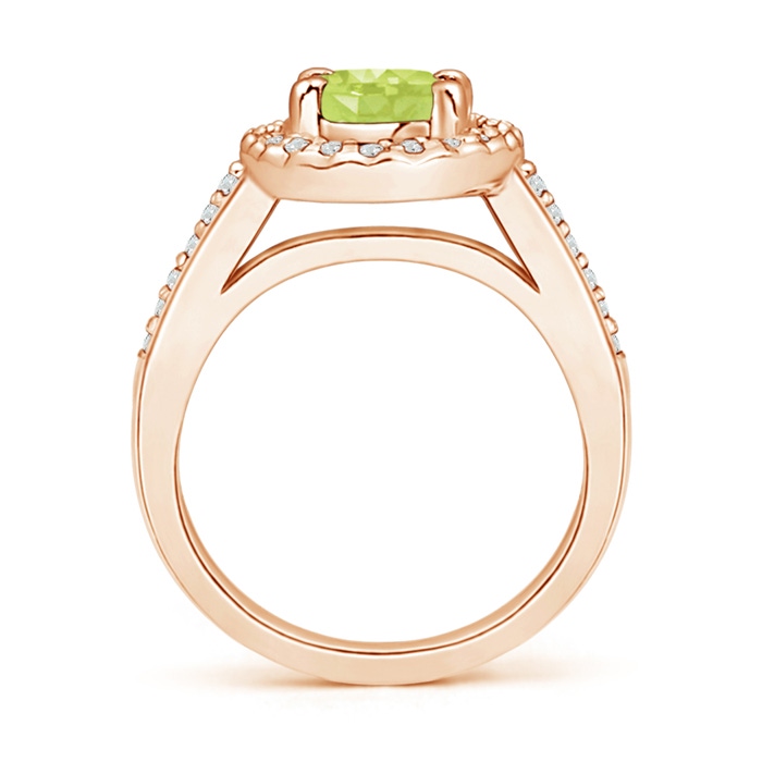 9x7mm A Classic Oval Peridot Halo Ring with Diamond Accents in Rose Gold product image
