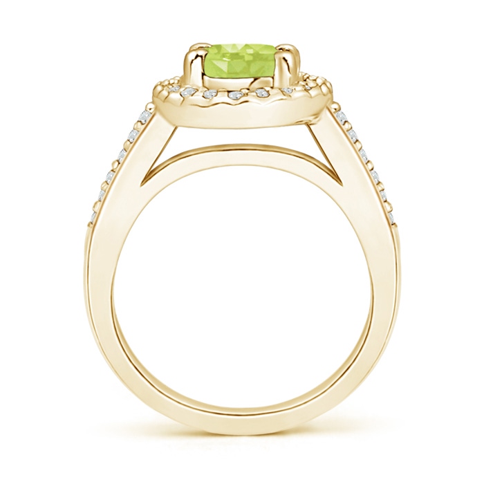 9x7mm A Classic Oval Peridot Halo Ring with Diamond Accents in Yellow Gold product image
