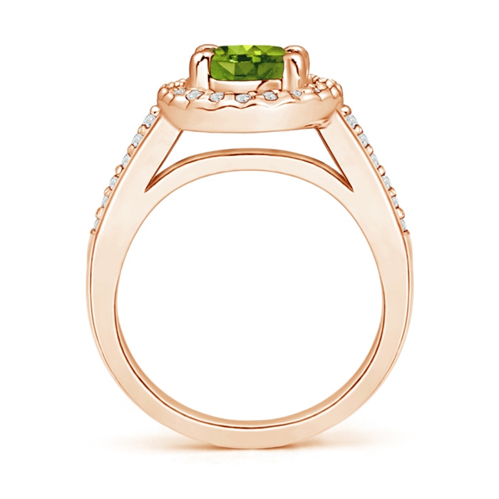 9x7mm AAAA Classic Oval Peridot Halo Ring with Diamond Accents in Rose Gold product image