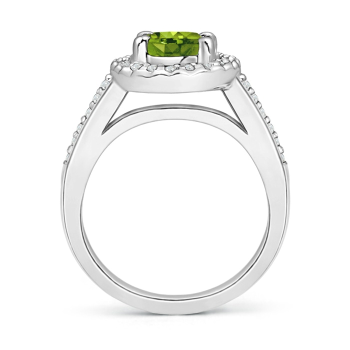 9x7mm AAAA Classic Oval Peridot Halo Ring with Diamond Accents in White Gold product image