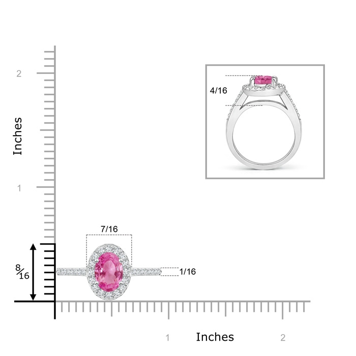 8x6mm AAA Classic Oval Pink Sapphire Halo Ring with Diamond Accents in 10K White Gold Product Image