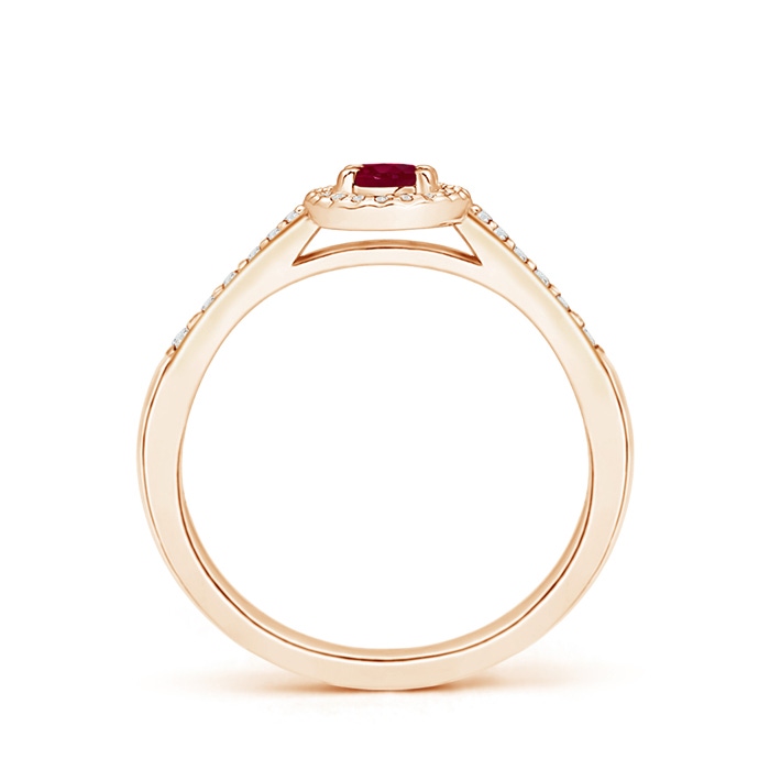 5x3mm A Classic Oval Ruby Halo Ring with Diamond Accents in Rose Gold side-1