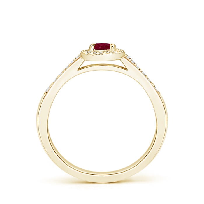 5x3mm A Classic Oval Ruby Halo Ring with Diamond Accents in Yellow Gold side-1