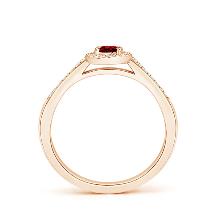 5x3mm AAAA Classic Oval Ruby Halo Ring with Diamond Accents in Rose Gold Side-1