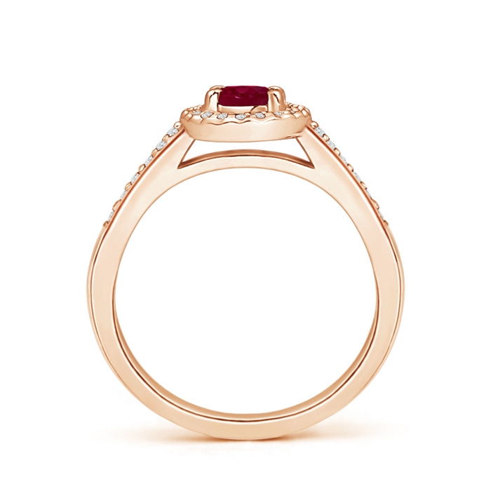 6x4mm A Classic Oval Ruby Halo Ring with Diamond Accents in Rose Gold side-1