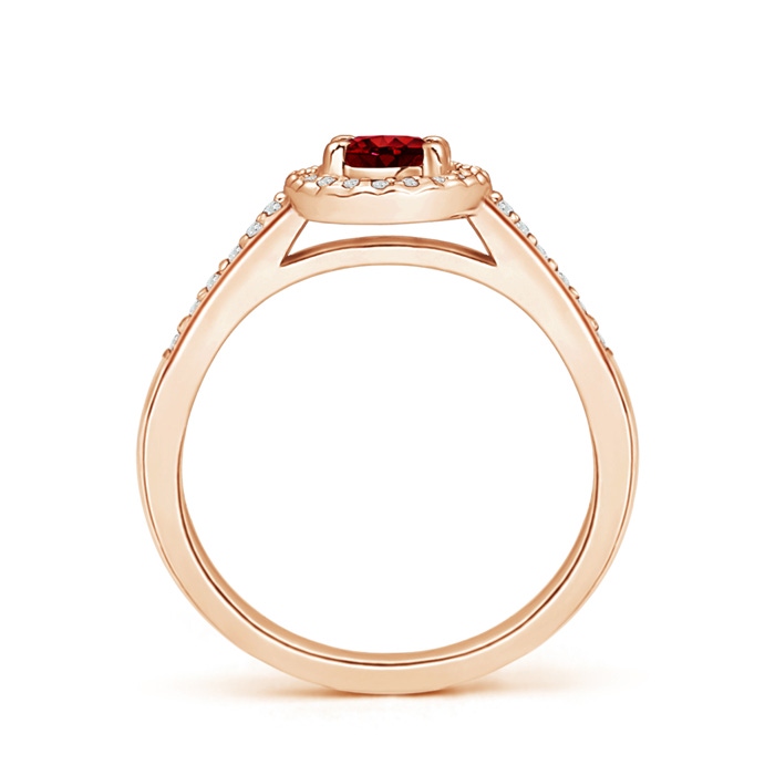 6x4mm AAAA Classic Oval Ruby Halo Ring with Diamond Accents in Rose Gold Side-1