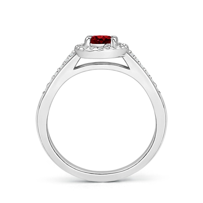 6x4mm AAAA Classic Oval Ruby Halo Ring with Diamond Accents in White Gold Side-1