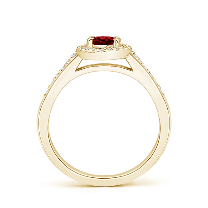 6x4mm AAAA Classic Oval Ruby Halo Ring with Diamond Accents in Yellow Gold side-1