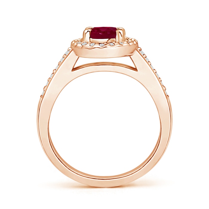 7x5mm A Classic Oval Ruby Halo Ring with Diamond Accents in Rose Gold side-1