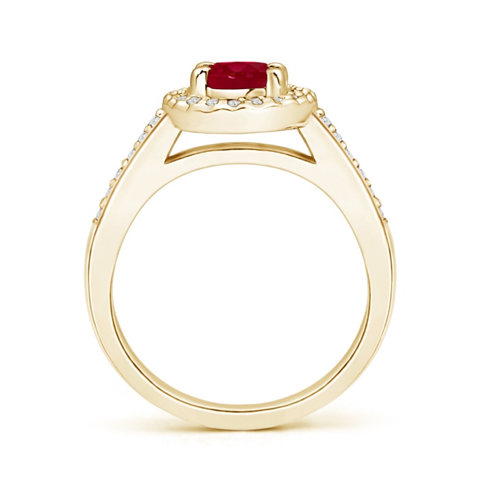 7x5mm AA Classic Oval Ruby Halo Ring with Diamond Accents in Yellow Gold side-1