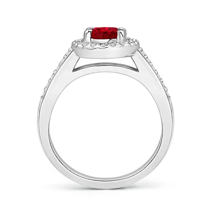 7x5mm AAA Classic Oval Ruby Halo Ring with Diamond Accents in P950 Platinum side-1