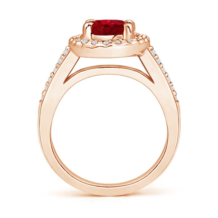 8x6mm AAA Classic Oval Ruby Halo Ring with Diamond Accents in Rose Gold side-1