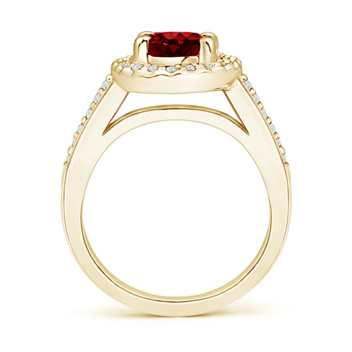 8x6mm AAAA Classic Oval Ruby Halo Ring with Diamond Accents in Yellow Gold side-1