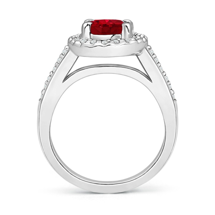 9x7mm AAA Classic Oval Ruby Halo Ring with Diamond Accents in P950 Platinum side-1
