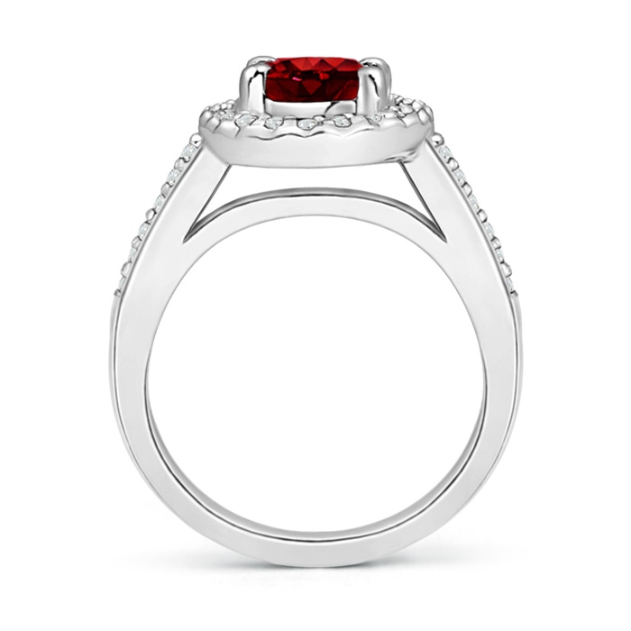 9x7mm AAAA Classic Oval Ruby Halo Ring with Diamond Accents in P950 Platinum side-1