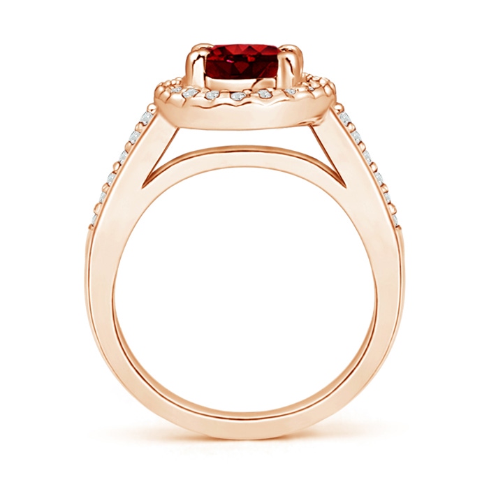 9x7mm AAAA Classic Oval Ruby Halo Ring with Diamond Accents in Rose Gold side-1