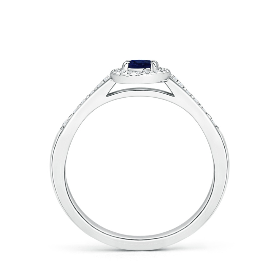 5x3mm A Classic Oval Blue Sapphire Halo Ring with Diamond Accents in 9K White Gold side1