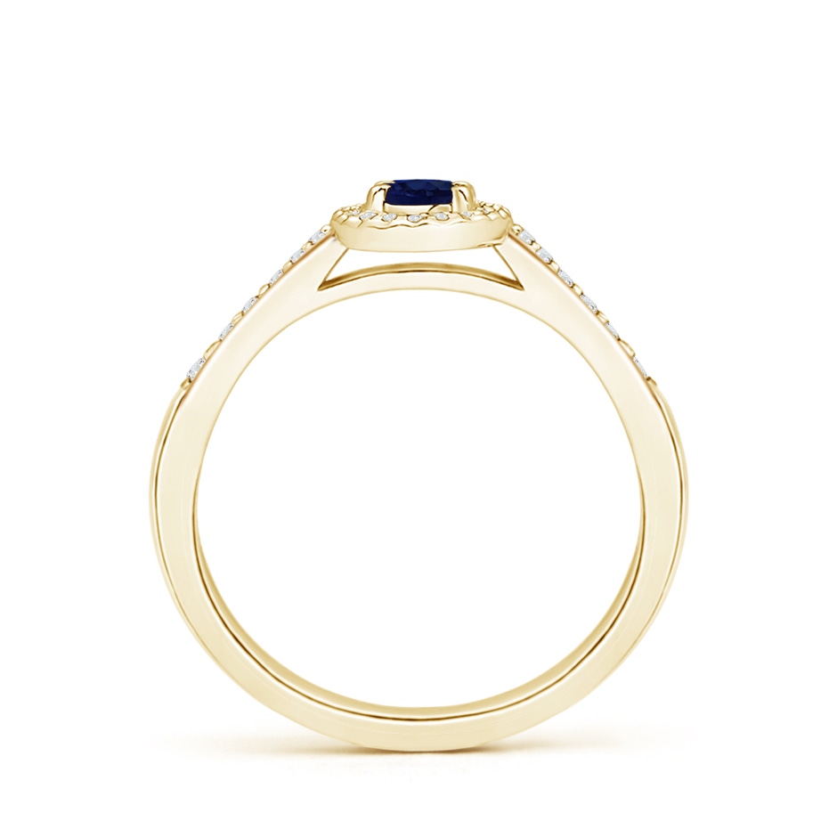 5x3mm A Classic Oval Blue Sapphire Halo Ring with Diamond Accents in Yellow Gold side-1