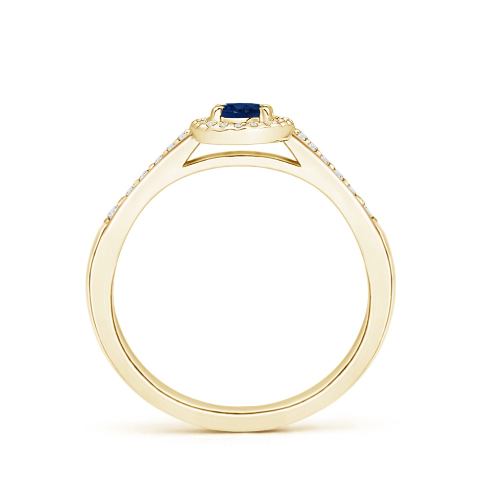 5x3mm AA Classic Oval Blue Sapphire Halo Ring with Diamond Accents in Yellow Gold side-1