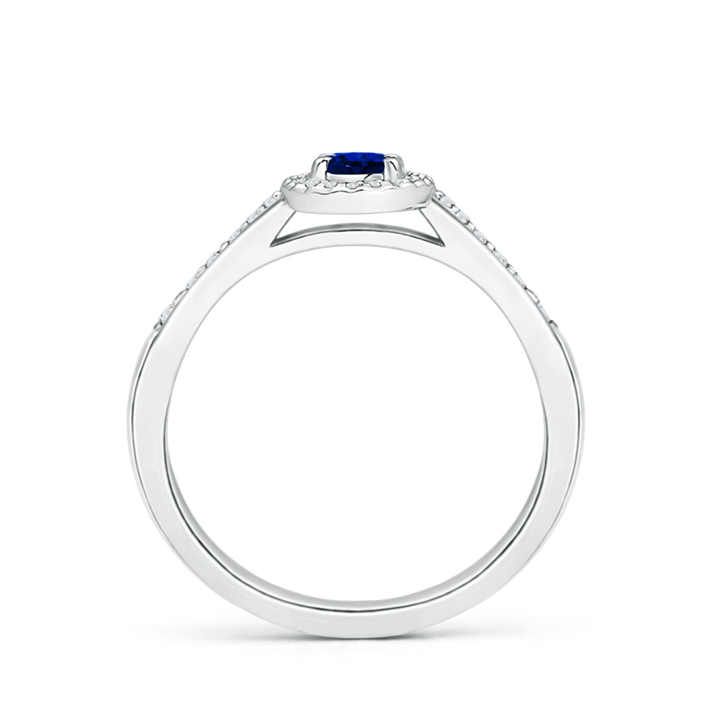 5x3mm AAAA Classic Oval Blue Sapphire Halo Ring with Diamond Accents in P950 Platinum Side-1