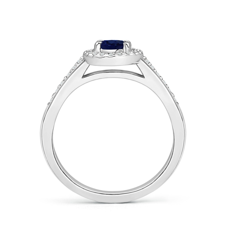 6x4mm A Classic Oval Blue Sapphire Halo Ring with Diamond Accents in P950 Platinum side-1